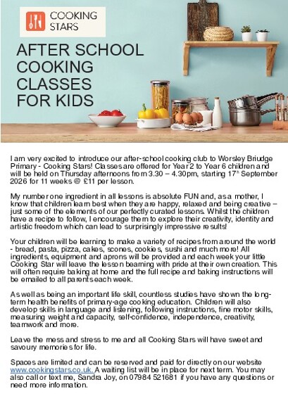 COOKING STARS FLYER Worsley Bridge Autumn 2026